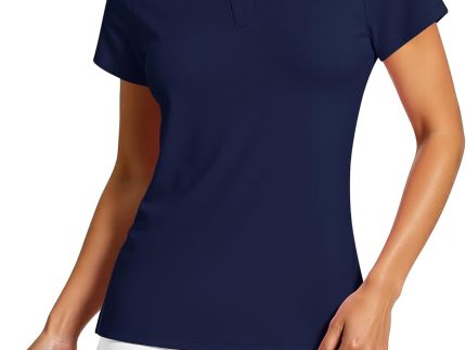 Women's V Neck Golf Polo Shirts UPF 50+ Short Sleeve Tennis Shirt Collared Workout Tops Quick Dry