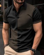 Men's Polo Shirts Short Sleeve  Casual Polo T Shirt Color Block Slim Fit Summer Collared Golf Shirts - Image 2