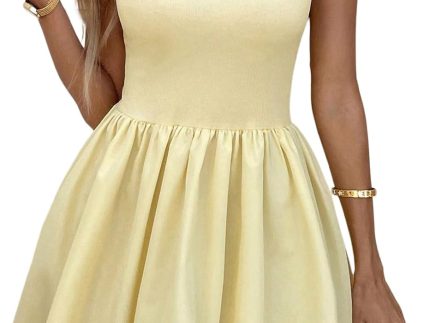 Women's Bubble Dress Scoop Neck Sleeveless A Line Summer Short Dresses