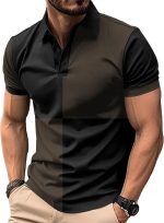 Men's Polo Shirts Short Sleeve  Casual Polo T Shirt Color Block Slim Fit Summer Collared Golf Shirts