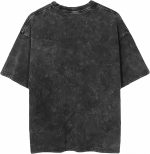 men Vintage Oversized Tee Shirts Hiphop Rapper Print Acid Wash Tops Streetwear Graphic Cotton Short Sleeve Black Shirt - Image 2